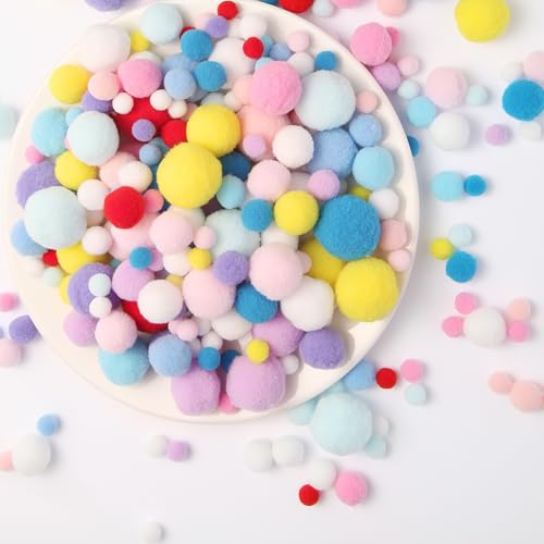 Luxoraiova 500 Stück Pompons zum Basteln, 1-3cm Bunt Mini Pompons zum Basteln, Mini Pom Poms Filzkugeln Bunt für Lustige DIY Kreative Handwerk, Feine Haar-Accessoires, Partydekoration von Luxoraiova