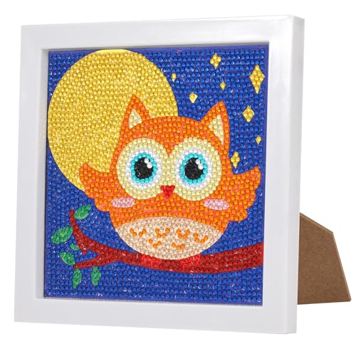 Luxoraiova 5D Diamond Painting Kinder mit Rahmen- Diamant Painting Bilder Eulen, Malen Nach Zahlen Diamant Mädchen Erwachsene, Diamant Bilder Arts Craft für Home Wand Decor (15 x 15 cm) von Luxoraiova