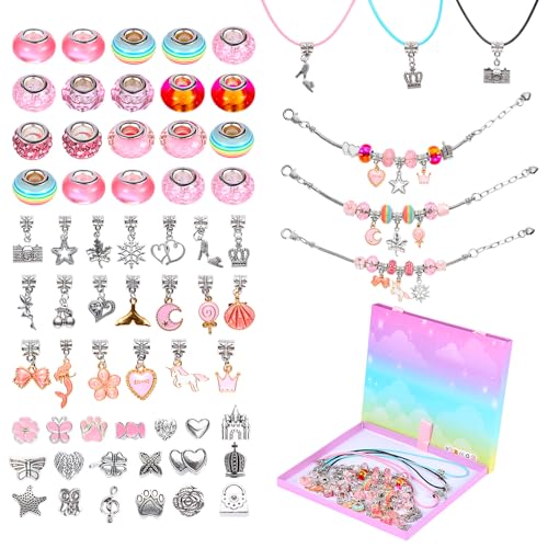 Luxoraiova 66 Teile Armbänder Selber Machen, Mädchen Geschenke 8-12 Jahre, Einschulung Mädchen für DIY Charm Armband Kit mit Perlen, Anhängern, 3 versilberte Kette und Geschenkbox Luxoraiova 66 Teile Armbänder Selber Machen, Mädchen Geschenke 8-12 Jahre, Einschulung Mädchen für DIY Charm Armband Kit mit Perlen, Anhängern, 3 versilberte Kette und Geschenkbox von Luxoraiova