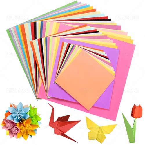 Luxoraiova Origami Papier 300 Blatt Doppelseitiges, farbiges 20x20 & 15x15 & 10x10CM, Quadratisch, 70g/m² Bastelpapier für Kinder und Erwachsene DIY Bastelprojekte (20 Farben) von Luxoraiova