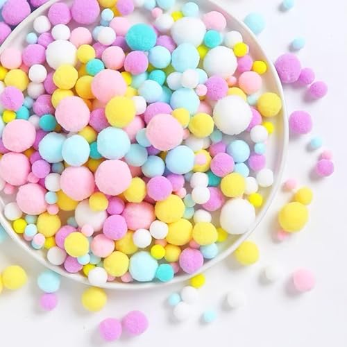 Luxoraiova 500 Stück Pompons zum Basteln, 1-3cm Bunt Mini Pompons zum Basteln, Mini Pom Poms Filzkugeln Bunt für Lustige DIY Kreative Handwerk, Feine Haar-Accessoires, Partydekoration (5 Größen) von Luxoraiova