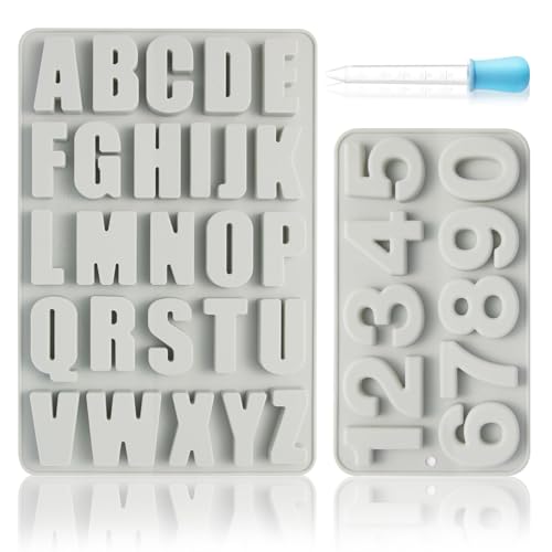 Luxoraiova Silikonform Buchstaben und Zahlen – A-Z & 0-9 | 3D Alphabet Silikonformen | Gießformen für Schokolade, Seife & Epoxidharz | (Grau) von Luxoraiova