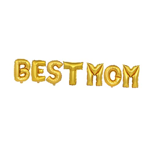 1 Satz Goldene Aluminium Folien Buchstabenballons für Muttertag Dekoration Mom Feste und Fotos Luftdicht Befüllen von Luxshiny