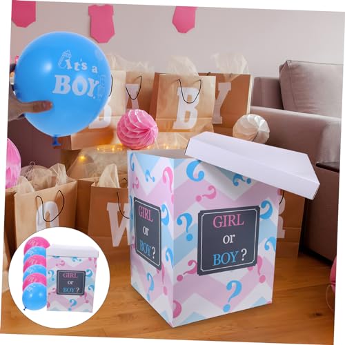 1Satz Geschlechts Enthüllungsbox mit Luftballons Jungen oder Gender Reveal Box für Babyparty Dekoration und Blaue Ballons für Unvergessliche von Luxshiny