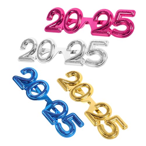 4 Stück Partybrille Farbenfrohe Dekorationsbrille für Neujahr und Abschlussfeiern Leicht für Fotorequisiten und Festliche Anlässe von Luxshiny