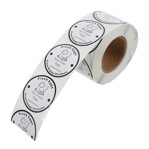 Luxshiny 1 Rolle Eierkarton Aufkleber für Frische Hühnereier mit Selbstklebenden Etiketten für Landwirte und Märkte Design und Vielseitige Verwendung von Luxshiny
