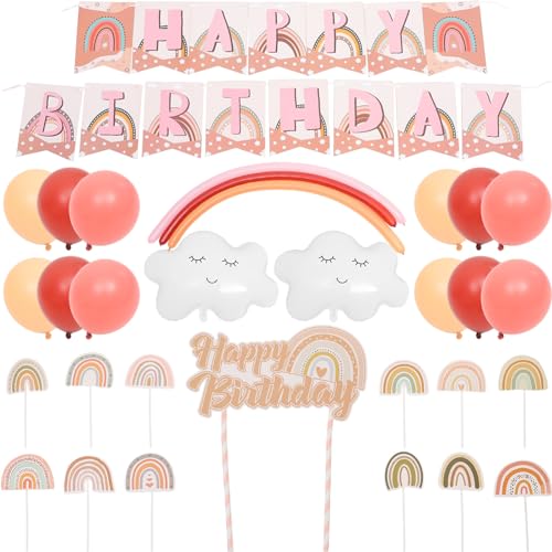 Luxshiny 1 Satz Geburtstagsdekoration Regenbogen-Cupcake-Topper Geburtstag Luftballons Boho-Dekor Vintage-Dekor geburtstag dekoration kit Luftballons für Geburtstagsfeiern von Luxshiny