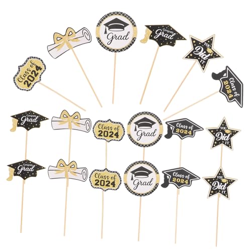 Luxshiny 1 Satz Cupcake Toppers Abschlussfeier Dekorative Kuchen Picks Für Schulabschluss Festliche Desserts Und Partys Kreative Und Ansprechende Gestaltung Für Unvergessliche 24 Stück von Luxshiny