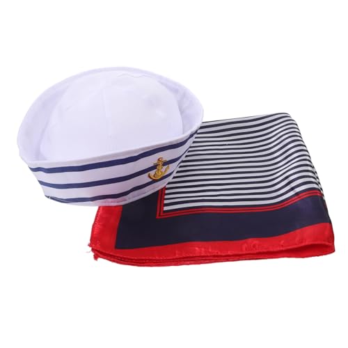 Luxshiny 1 Satz Kapitänsmütze und Schal Set für Cosplay Unisex Matrosenhut mit Wasserstoffschal Kopfumfang für Partys Rollenspiele und Maskeraden von Luxshiny