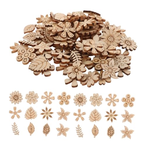 Luxshiny 1 Satz Leere Holzspäne Malerei Formen Blume Blätter Scheiben Für Graffiti-chip Holzhandwerk, Ausschnitte Herstellen Graffiti-holzausschnitte Hölzern Beige 100 Stück von Luxshiny