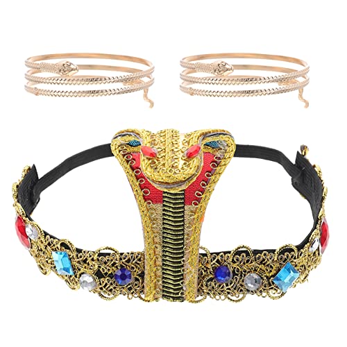 Luxshiny 1 Satz Snake Design Haarschmuck Set Teiliges Ägyptisches Kostümzubehör mit Schlangenarm Bangles und Haarband für Damen und Mädchen für Halloween und Fasching von Luxshiny