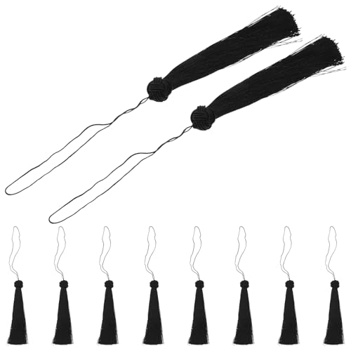 Luxshiny 10 Dekorative Quastenanhänger: Lesezeichenquasten Aus Polyester Zum Basteln Für Diy-Projekte Heimdekorationen Partygeschenke – Schwarz von Luxshiny