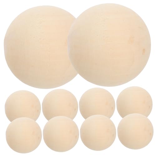Luxshiny 10 Stück Porenfreie große Graffiti-Holzperlen Holzkugeln zum Basteln Holzbällchen runde Kugel aus Holz Bastelkugeln aus Holz hölzern Khaki von Luxshiny