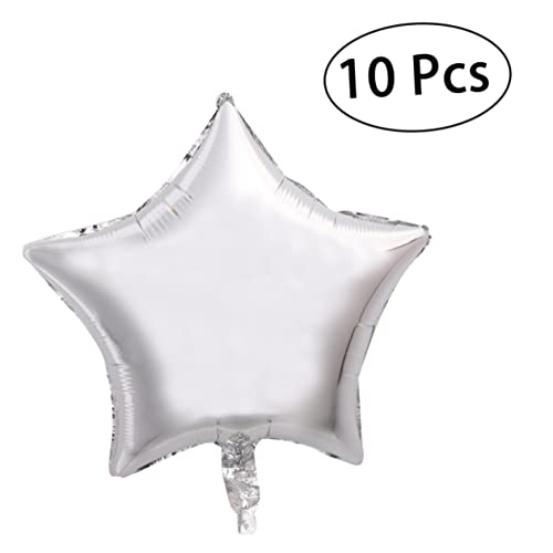 Luxshiny 10 Stück Silberne Folienballons Sternform Pack für Valentinstag Hochzeiten Geburtstagsfeiern und Dekorationen Wiederverwendbar und Leicht zu Füllen mit Helium oder Luft von Luxshiny