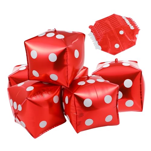 Luxshiny 10 Stück Würfel Luftballons Themen Party Dekoration aus Aluminiumfolie Rot für Spiele und Festlichkeiten Langlebig und Ansprechend von Luxshiny