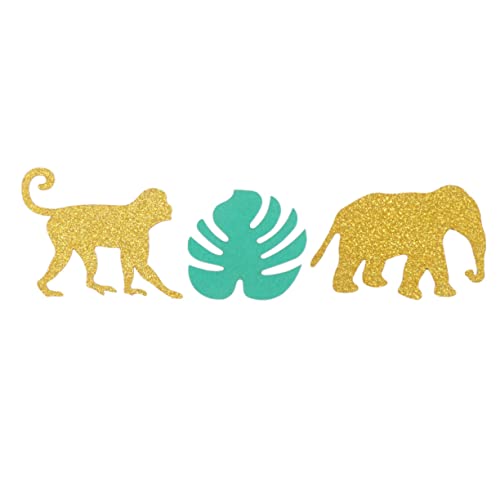 Luxshiny 100 Stück Hawaiianische Dschungel Thema Monstera Tier Konfetti Dekorationen Bunte Papierstreuer für Geburtstagsfeiern mit Disk von Luxshiny