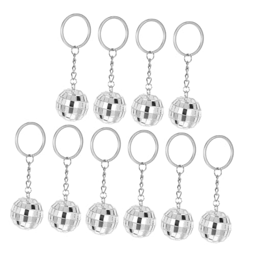 Luxshiny 10Stücke Disco Kugel Schlüsselanhänger Kompakter Taschenanhänger Silberne Spiegelkugel Party und Weihnachtsbaum Dekoration für Anlässe von Luxshiny