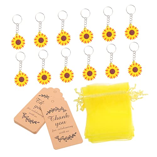 Luxshiny 12 Sätze Sonnenblumen Schlüsselanhänger mit Anhängern und Beuteln Mitgebsel für Sommer Party Geburtstagsfeiern und Dankeschön für von Luxshiny