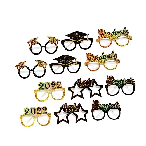 Luxshiny 12 Stück Abschlussbrillen Requisiten Abschlussfoto -requisiten Abschluss Fotokabine Vorabend Gläser Absolvent Rahmen Hippie-brille Grad Photo Booth Requisiten Geformt Party Papier von Luxshiny