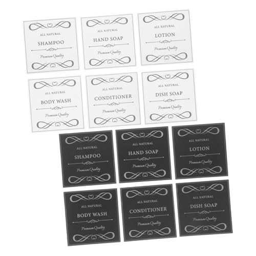 Luxshiny 12 Stück Etiketten für Badezimmerflaschen Toilettenaufkleber Reise-Toilettenartikeletiketten wasserfest Shampoo-Etiketten wasserfest Etiketten für Küchentöpfe PVC selbstklebend von Luxshiny