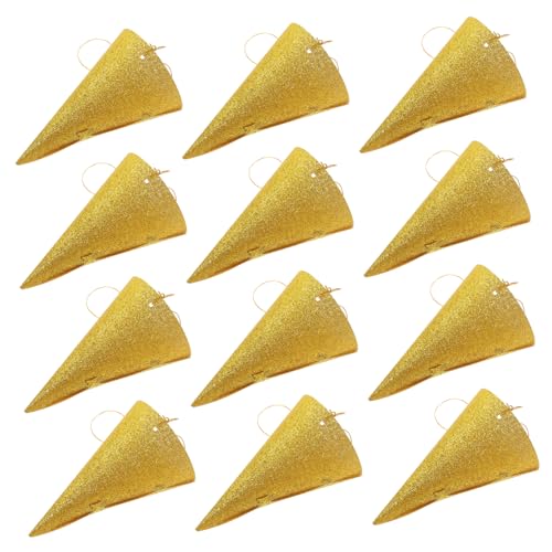 Luxshiny 12 Stück Glitzer Partyhüte Gold Triangel Geburtstagsmützen für Erwachsene Festliche Dekoration mit Ripsband für Hochzeiten Babypartys Graduierungen und Zufällige von Luxshiny