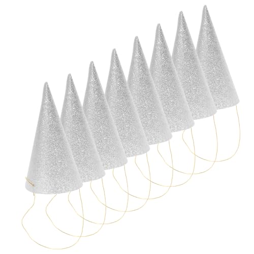 Luxshiny 12 Stück Glitzer Partyhüte Triangular Birthday Hats für Erwachsene Silberne Geburtstagshüte mit Langem Band für Feierlichkeiten Hochzeiten Shower und Zufällige von Luxshiny