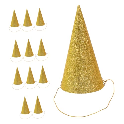 Luxshiny 12 Stück Teiliges Glitzer Partyhüte für Erwachsene Triangel Geburtstagshüte Gold für Festliche Dekorationen mit Langen Bändern zur Sicherung Zufällige Farbe von Luxshiny