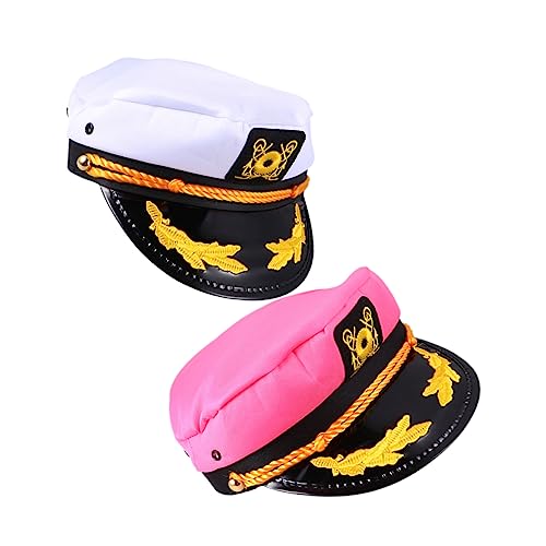 Luxshiny 2 Stück Kapitänsmütze Wasser Sailor Hut für Kostümpartys Nautische Themenfeiern Halloween Cosplay aus Weiß Purpurrot von Luxshiny