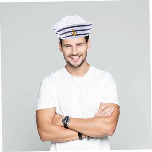 Luxshiny 2 Stück Teiliges Captain Hat Blau weiß Gestreifte Matrosenmütze Verstellbar für Damen und Herren Dekorative Seemannsmütze für Karneval Segelparty Cosplay und Mottopartys Luxshiny 2 Stück Teiliges Captain Hat Blau weiß Gestreifte Matrosenmütze Verstellbar für Damen und Herren Dekorative Seemannsmütze für Karneval Segelparty Cosplay und Mottopartys von Luxshiny