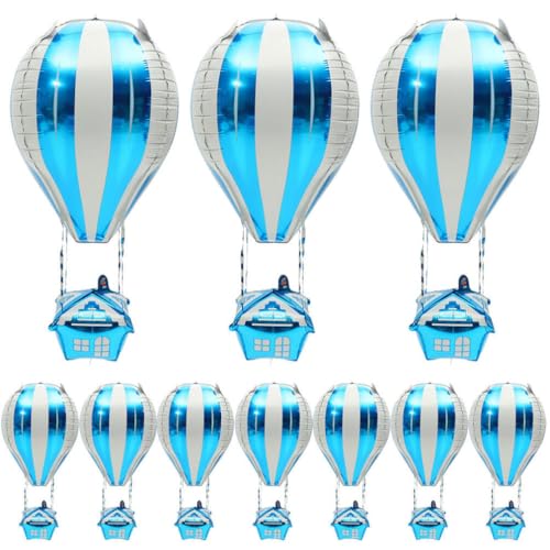 Luxshiny 20 Stück 4D-Heißluftballon Aluminiumballon Heißluftballons Formfolienballon Schwebende Heißluftballons Für Kinder-Motto-Geburtstagsparty-Dekoration Blau von Luxshiny