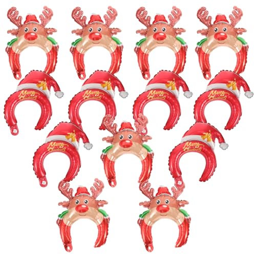Luxshiny 20 Stück Weihnachtsballon-Stirnband Aufblasbares Weihnachts-Stirnband Rentier Weihnachtsfolienballon Neuheit Weihnachtsmütze Weihnachtsparty-Zubehör von Luxshiny