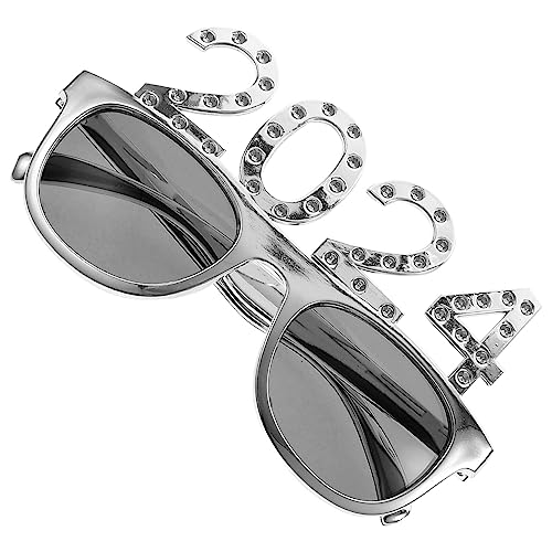Luxshiny 2024-Brillen 2024-Glitzer-Zahlenbrillen 2024-Neujahrspartyzubehör Neujahrs-Sonnenbrillen Neuartige Foto-Requisite für Abschlussfeier Neujahrszubehör von Luxshiny