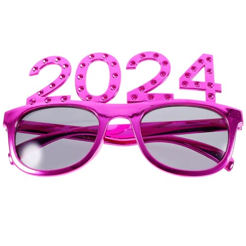Luxshiny 2024 Glitzer-Zahlenbrille 2024 Brillen 2024 Neujahrspartyzubehör Neujahrssonnenbrille Brillen Neuheit Foto-Requisite für Abschlussfeier Neujahrszubehör von Luxshiny