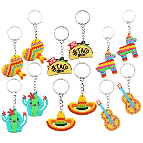 Luxshiny 24 Stück Mexikanische Schlüsselanhänger Fiesta Dekorationen für Partys Karneval und Leicht und Langlebig als Backpack Hänger und Party von Luxshiny