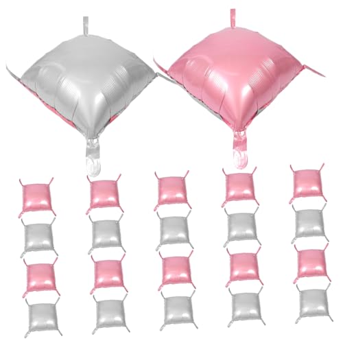 Luxshiny 25 Stück Quadratischer Ballon-hintergrund: Doppelseitige Silber-rosa Folienballon-wand Für Geburtstag, Braut, Jahrestag, Babyparty, Party-dekoration von Luxshiny