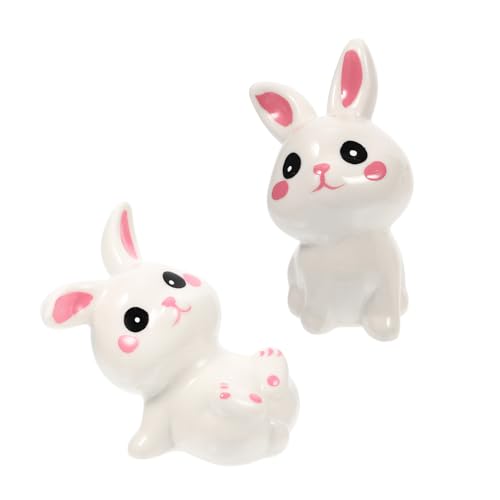 Luxshiny 2Stücke Keramische Kaninchenfigur Hasen für Tisch und Zuhause für Ostern Niedliche Keramik Deko für Verschiedene Anlässe von Luxshiny