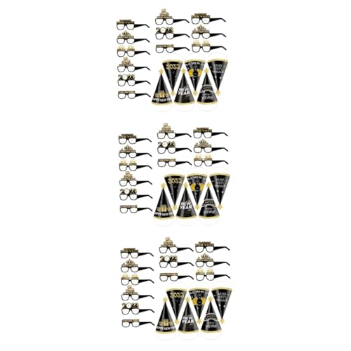 Luxshiny 3 Sätze Teiliges Jahr Partybrillen Und Hüte Lustige Eyewear Und Partydekoration Für Erwachsene Requisiten Für Unvergessliche Fotos 18 Stücke * 3 von Luxshiny