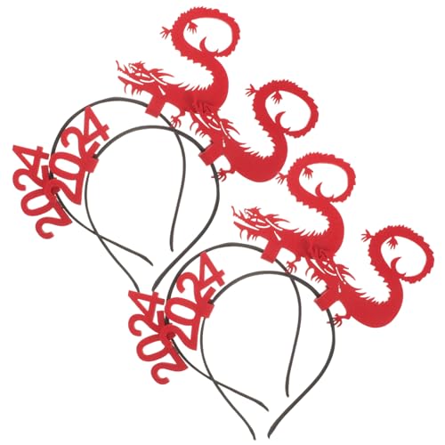 Luxshiny 4 Stück Chinesisches Neujahrs-Drachen-Stirnband 2024 Sternzeichen-Drachen-Stirnband Frühlingsfest Haarband Partyzubehör von Luxshiny