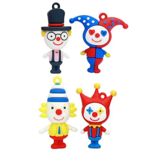 Luxshiny 4 Stück Clown-Schlüsselanhänger Niedlicher Zirkus-Schlüsselanhänger Mini-Zirkus-Clown-Figuren Clown-Schlüsselanhänger Aus Kunststoff Clown-Form Für Karneval von Luxshiny