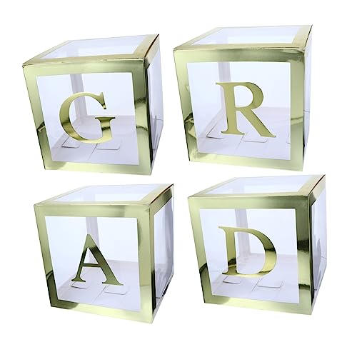 Luxshiny 4 Stück Transparente Goldballon Boxen zur Graduierungsfeier Dekorative Buchstabenbehälter für Fotos Festliche Ornamente für Abschlussfeiern für Warmes Party Luxshiny 4 Stück Transparente Goldballon Boxen zur Graduierungsfeier Dekorative Buchstabenbehälter für Fotos Festliche Ornamente für Abschlussfeiern für Warmes Party von Luxshiny
