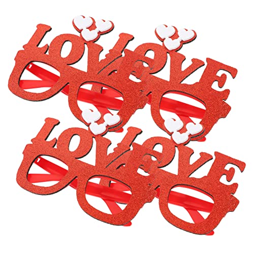 Luxshiny 4 Stück Valentinstag Partybrillen Rot Dekorative Foto Requisiten Brillenrahmen für Festliche Anlässe und Themenpartys von Luxshiny