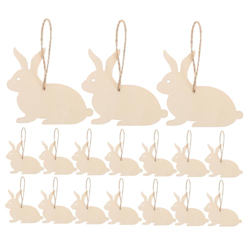 Luxshiny 40 Stück Hasen Hängeornamente Hasenausschnitte Basteln Osterbaumschmuck Osterhasen Ausschnitt Aus Holz Osterhasen Ornament DIY Osterschmuck Unbehandeltes Holz Hase Beige von Luxshiny