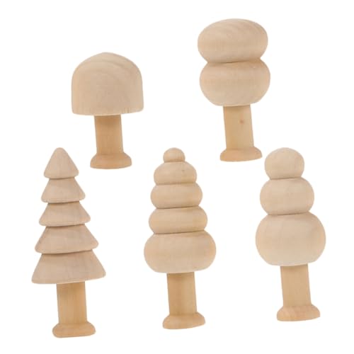 Luxshiny 5 Stück Hölzerne Heimspielzeug Künstlicher Weihnachtsbaum Mini-weihnachtsbaum Aus Holz Figurenkörper Aus Naturholz Mini-holzpilze Unfertige Puppen Aus Holz Lotusbaum von Luxshiny