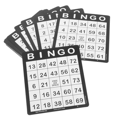 Luxshiny 50 Stück Bingo-Karten Partyschmuck Bingokarten zum Spaß Partygeschenke für den Karneval Spielkartenhalter Bingospielzahlen Spielkarten abrubbeln Bingo-Spielkarten Papier Schwarz von Luxshiny