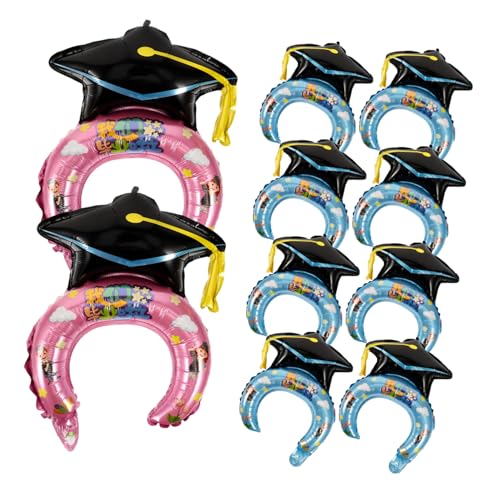 Luxshiny 50 Stück Stirnband Für Die Abschlusssaison Ballon Abschlussball Luft Abschluss Gefüllt Inflator Grad Hallo Kappe Blau Plüsch Film Steht Party Stand Quaste Haarband Aluminiumfolie von Luxshiny