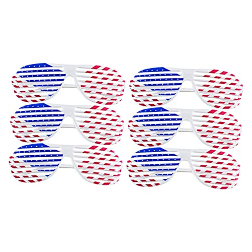 Luxshiny 6 Stück Amerikanische Flaggen Jalousie Sonnenbrillen Lustige Partybrillen für Unabhängigkeitstag Fotorequisiten für Erwachsene und Farbenfrohe und Bequeme Accessoires von Luxshiny