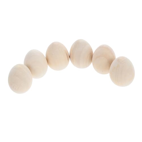 Luxshiny 6 Stück Eier aus Holz ostereier selber bemalen unbemalte Holzeier gefälschte Holzeier zum Verzieren von Eiern Bastelei aus Holz für Ostern Eiermalerei-Ornament Beige von Luxshiny