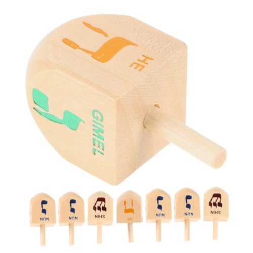 Luxshiny 8 Stück Kreisel Dreidel Chanukka-Dekorationen Im Innenbereich Hölzerne Spinning Hanukka -Dekorationen Chanukka- Kreiselspielzeug Holz von Luxshiny