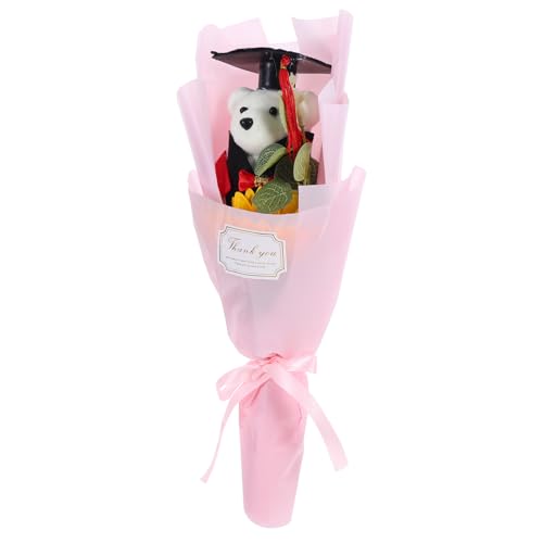 Luxshiny Bezaubernder Blumenstrauß Zur Abschlussfeier – Blumenarrangement Aus Plüschbär Mit Abschlusskappe Als Partygeschenk von Luxshiny