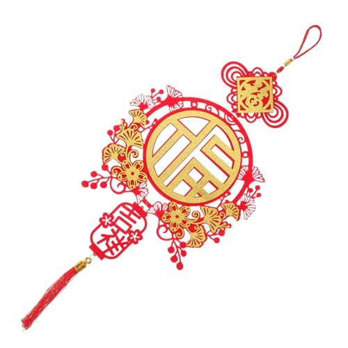 Luxshiny Dekorative Anhänger für Wohnmobile Neujahrsnormente Frühlingsfest Wanddekoration hängender anhänger des chinesischen neujahrs neujahr tür neujahrsschmuck Flanell rot von Luxshiny